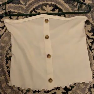 Strapless white buttoned shirt